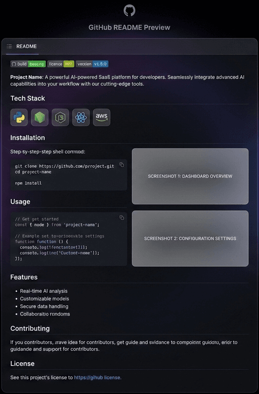 ReadmeAI product preview